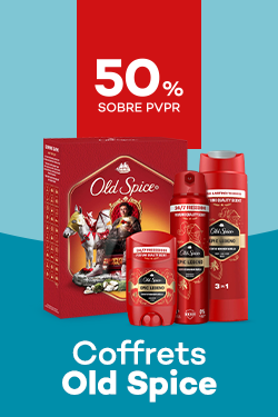 Coffrets Old spice com destaque promocional de at&eacute; 50% sobre pre&ccedil;o de Venda ao P&uacute;blico Recomendado